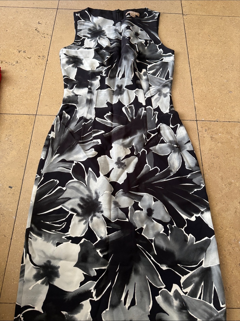 Michael Kors Collection Black & White Floral Midi Sheath Dress